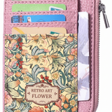 Porte-cartes Fleuri avec Pochette Zippée Personnalisable
